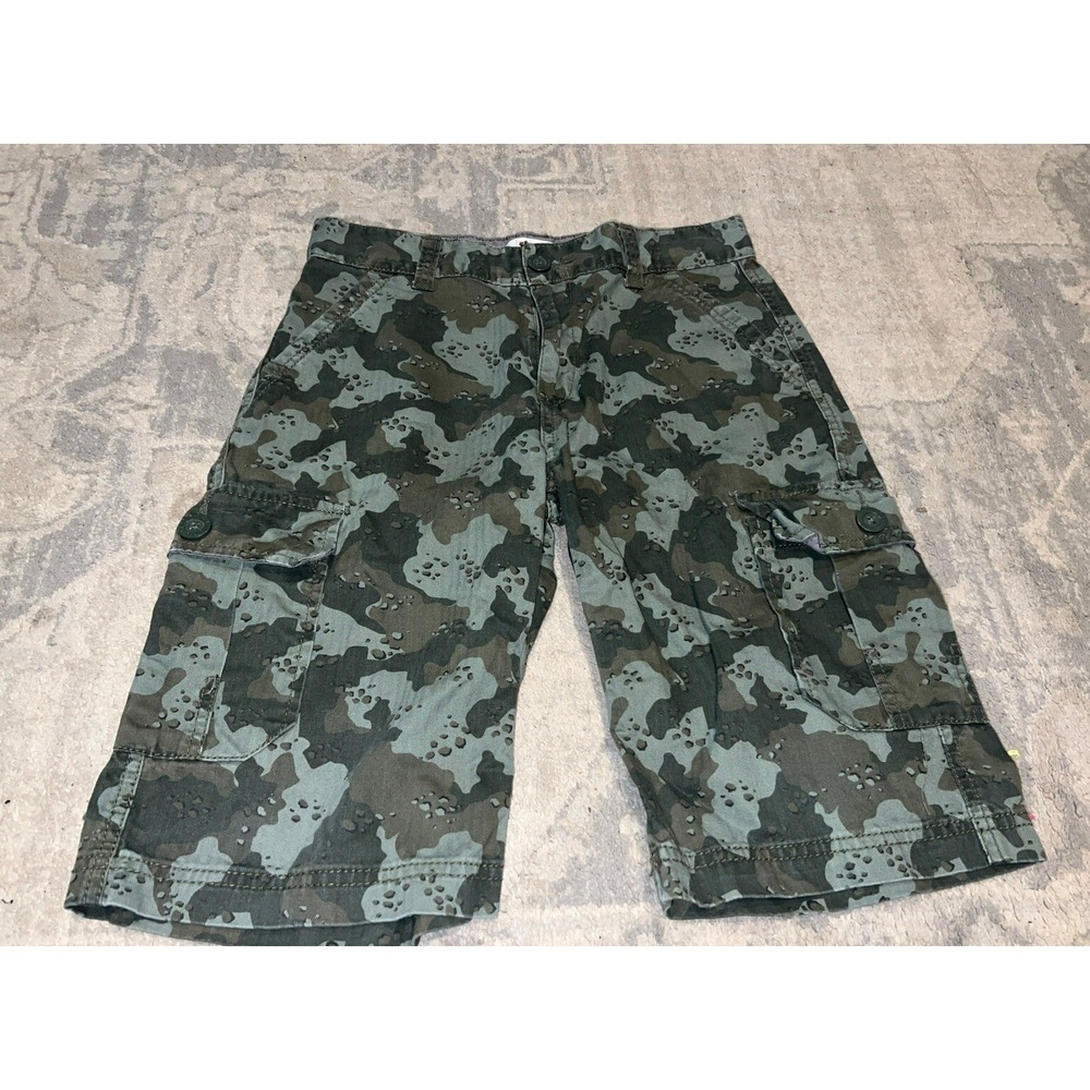 Levis‎ Cargo Shorts Boys Sz 14 Green Camo Pockets Outdoor Youth